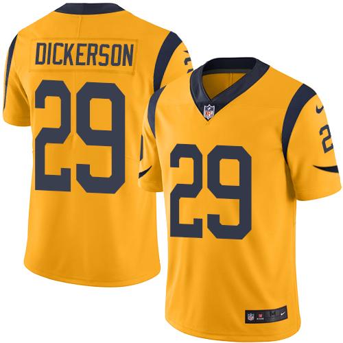 Nike Rams #29 Eric Dickerson Gold Men's Stitched NFL Limited Rush Jersey - Click Image to Close